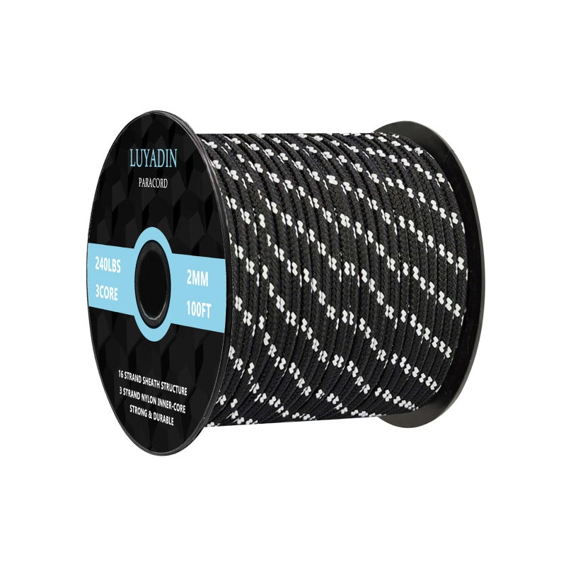 LUYADIN Paracord 240lb - Diameter 2mm Micro Utility Cord -3 Strand Parachute Spool Cord - 100ft 200ft,Paracord for Camping,Hiking,Fishing,Outdoor and DIY - Image 1